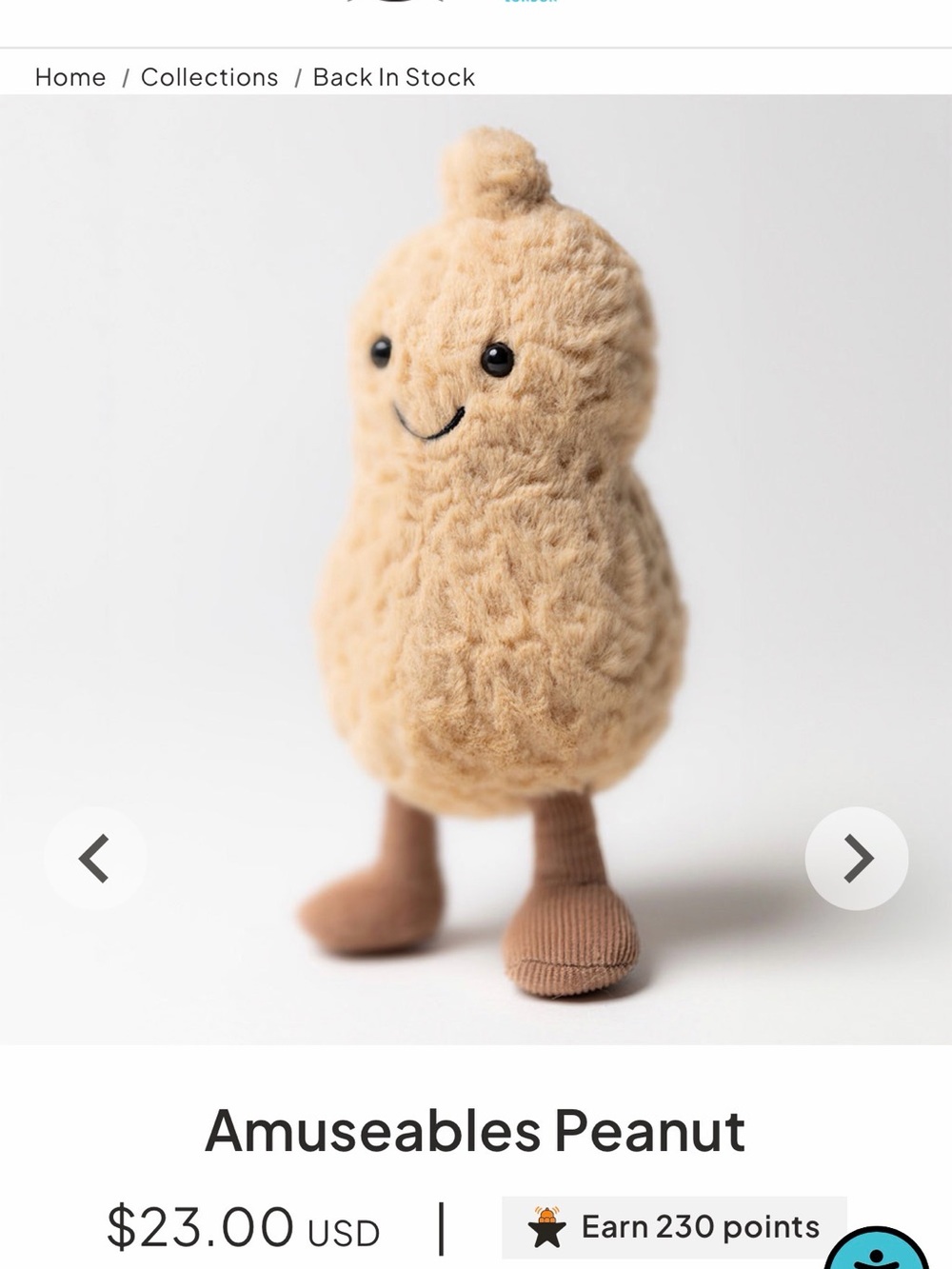 Jellycat Amuseables Peanut Plush - Light Brown - Picture 2 of 6